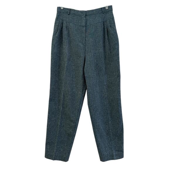 Vintage Pants - Vintage Womens Wool High Waist Yoke Pleated Teal Trousers Sz 12 Classic 70s 80s